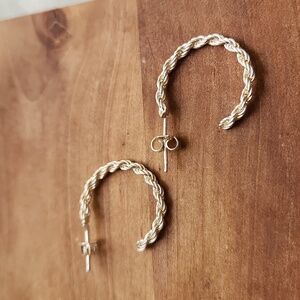 Sterling silver twist hoop earrings